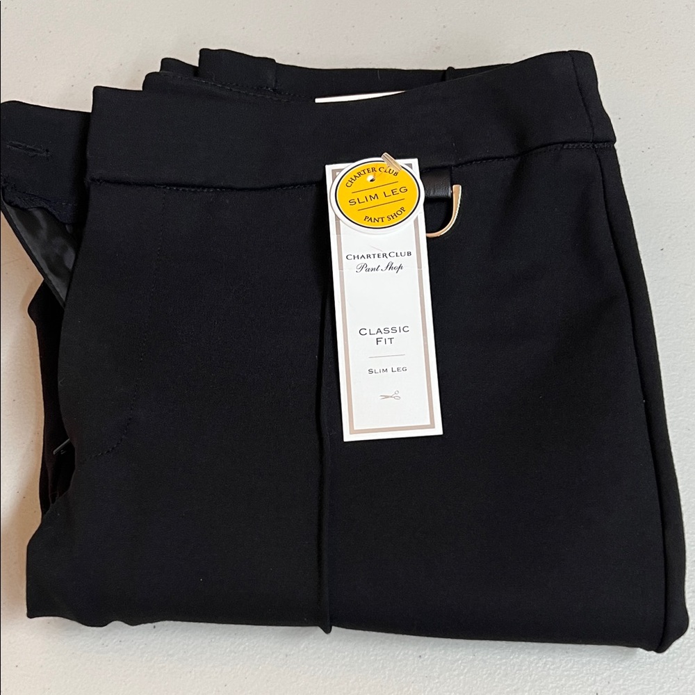 Charter Club Black Slim Leg Classic Fit Pants NWT $79